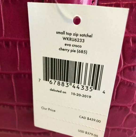 NWT Kate Spade Eva Croco Purse in Cherry Pie Pink - Picture 6 of 11